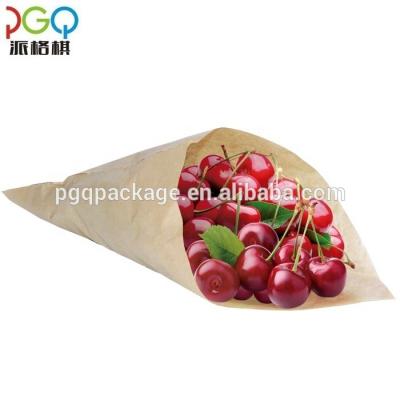 China Recyclable 25*15*1 Customized Recyclable Sharp Based Paper Bag For Fruit for sale