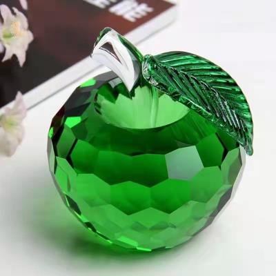 China Hot Selling China Crystal Clear Apple Crystal Glass Apple For Christmas Ornaments Wedding Gift Or Souvenir for sale