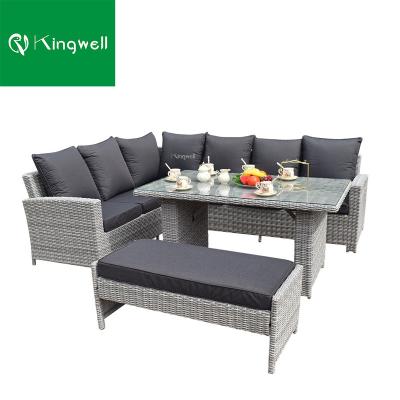 China Modern Hot Sale Outdoor Furniture L Shaped Sofa Set Sofa Set Rattan Plastic Wicker Sofa With High Loading Capacity for sale