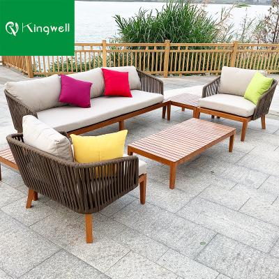 China Modern Teak Outdoor Furniture Wooden Sofa Patio Set Outdoor Furniture Sofa for sale