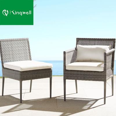 China Durable Modern Style Garden Table And Chair Gray Patio Chair With Cushion Outdoor Wicker Chair for sale