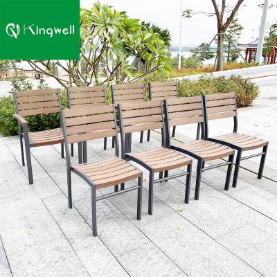 China Modern Outdoor Furniture Plastic Wooden Garden Cafes And Restaurant Dining Table And Chairs for sale