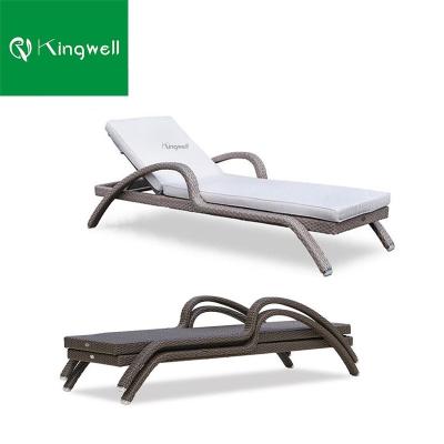 China Traditional Plastic Chaise Lounge Furniture Rattan Indoor Outdoor Sun Beds Beach Sofa With Cushion for sale