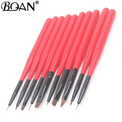 China BQAN NAIL 10pcs/set Nail Polish Nylon UV Gel Nail Brushes Art Painting Uv Gel Brush Handle Different Sizes Copper Design for sale