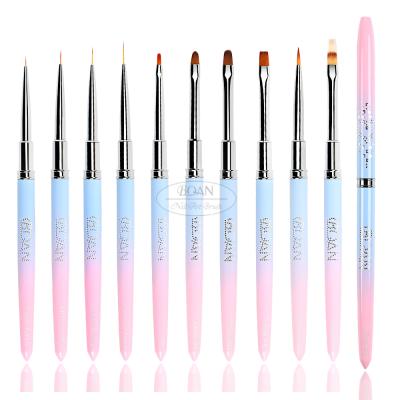 China Gradient Metal Handle Kolinsky Acrylic Brush Ombre Gel Nail Art Brush Liner Nail UV Set Brush NAIL Manufacturers BQAN for sale