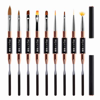 China Professional Rose Gold Kolinsky Nail Brush Spatula, Acrylic Nail Art Brush Set from NAIL from Kolinsky Germany for sale