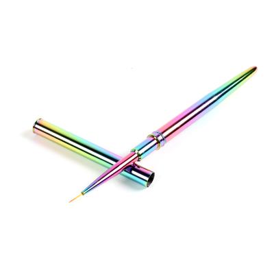 China Customizable Acrylic Colorful Metal Handle Brush Nylon Nail Art Liner Drawing Painting Hair Nail Logo BQAN Nail Brush Tools for sale