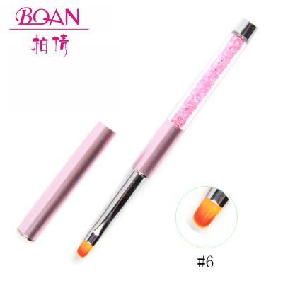 China Art Beauty BQAN Metal Oval Nail Art Gel Brush Shiny Pink Nail Brush Handle With Shiny Crystal for sale