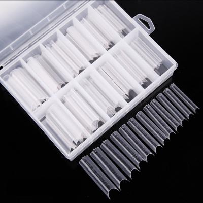 China Nail Art Building Gel Tip Box Nail Forms Extension 100Pcs Quick Clear Reusable Clear Form Extens Long Poly Nail Form Mold Manicure Tool Coffin Tip for sale