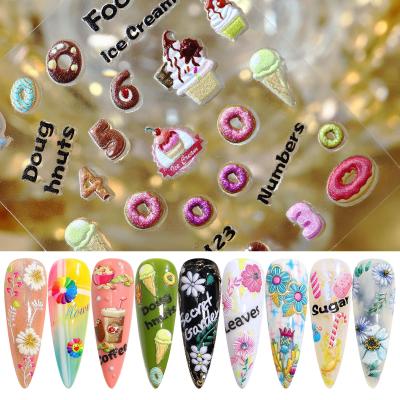 China Easy Apply 2021 New Arrival 5D Nail Art Stickers Relief Broken Flowers DIY Series Manicure Decorations for sale