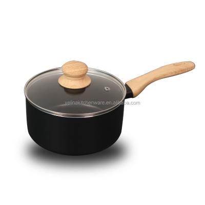 China Factory direct sale sustainable non stick sauce pan with induction bottom soft touch handle healthy milk cooking pan for sale