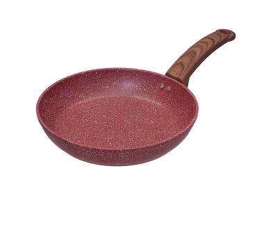 China Modern Wholesale Cookware Non Stick Frying Pan With Red Marble Coating Handle Induction Bottom Soft Touch Healthy Cooking PFOA FREE for sale