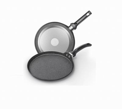 China New Arrival Modern Cookware Non Stick Pancake Pan With Handle Gray Marble Coating Induction Bottom Soft Touch Healthy Cooking PFOA FREE for sale