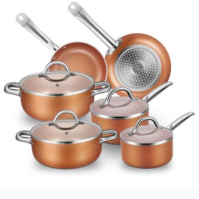 China Cooper Sustainable Home Daily Ceramic Pan Cookware Kitchenware Nonstick Aluminum Cookware Set Pots and Pans Sets for sale