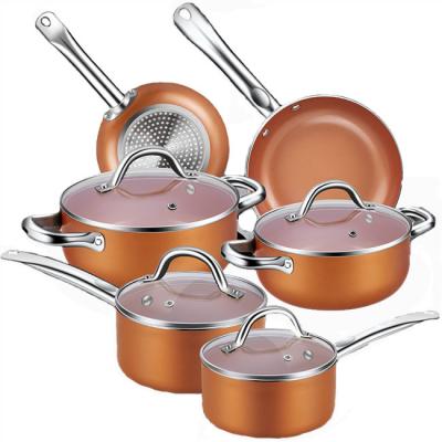 China Sustainable Factory Sells Cooper Pan Non-Stick Aluminum Cookware Set Ceramic Cookware Sets for sale