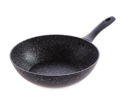 China High Quality Kitchen Sustainable Use Non Stick Wok Stir Hot Pan With Granite Stone Induction Healthy Cooking PFOA Coating Bottom FREE for sale