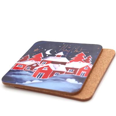 China Viable Custom Design Souvenir MDF Coaster Square MDF Cork Coaster for sale