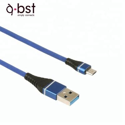 China Durable cell phone fabric braided USB to micro cable 1m, 2m charge and sync, 3m for powerbank for sale