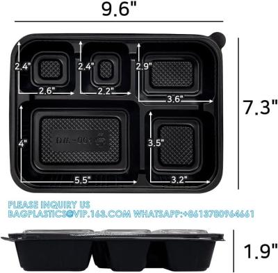 China 5 Compartimientos Contenedores de preparación de comidas con tapas - Cajas de comida Bento apilables Reutilizables Microondas desechables en venta