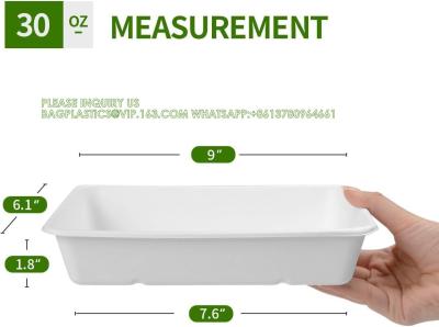 China 30 Oz Compostable Platos profundos para platos, Rectángulos para platos desechables bandejas para hamburguesas, Nacho, ensalada de tacos, popcorn en venta