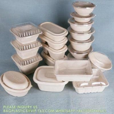 China Biodegradable Desechable Compostable Caña de azúcar Bagasse Contenedor de alimentos Papel Bolsa de pulpa 12oz 24oz 32oz Ensalada redonda en venta