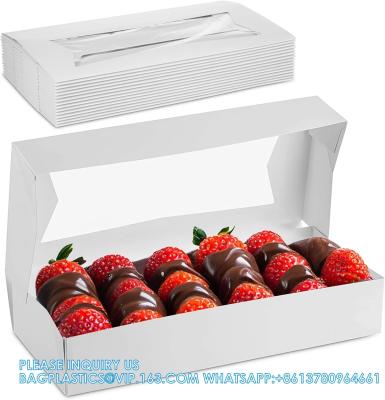 China Cajas de panadería blancas con ventana, 9x6x3 pulgadas, para pastelería, postre, embalaje de pasteles, ideal para fiesta de cumpleaños, 30 paquetes en venta