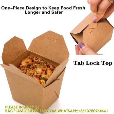 China Cajas de comida para llevar de papel, contenedor de comida para llevar de 8 oz, caja Kraft pequeña para llevar, cubos de comida de cartón marrón reciclables en venta