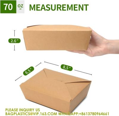 China 70 oz grandes envases de comida para llevar - de trabajo pesado en el microondas Kraft papel marrón para ir caja # 3 - resistente a la grasa en venta