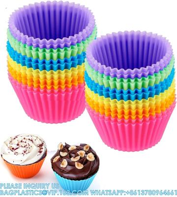 China Tazas de silicona reutilizables para pasteles de hornear 24 paquetes, tazas de 2,75 pulgadas y forros de muffins no adhesivos para la fiesta de Halloween en venta