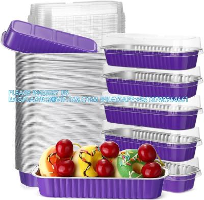 China Pans de pan con tapas de papel de aluminio mini bolos, latas de hornear rectangulares Contenedores para pan de brownie muffin en venta