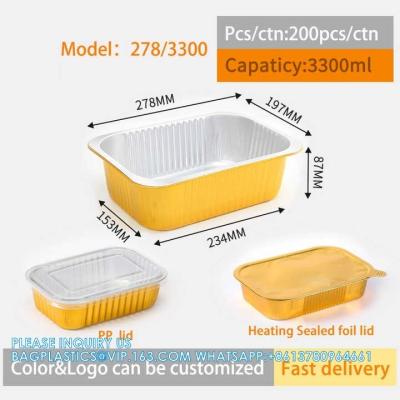 China 3300ml/7.25LB, Cisternas de papel de aluminio resistentes con tapas para cocinar, hornear, recalentar, congelar, horno, reciclables en venta