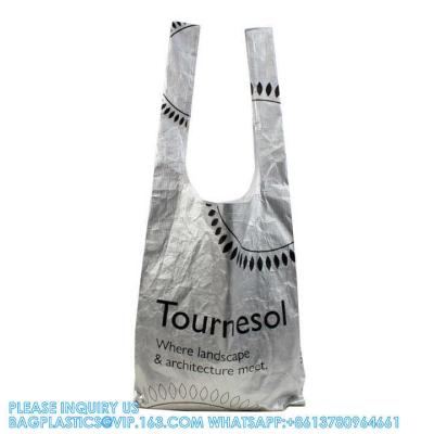 Китай Торбики для покупок, складываемые большие емкости Custom Logo Dupont Paper Shopping Vest Bag Tyvek T-Shirt Торбичка для покупок продается