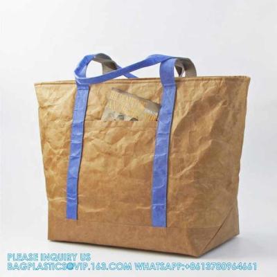 China Venta al por mayor Reutilizable Logotipo personalizado Impreso Impermeable Lavable Plain Brown Kraft Tyvek Papel Embalaje Bolso de compras en venta