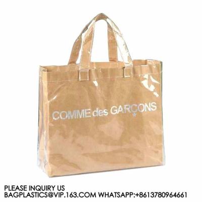 China Carga pesada sostenible reciclable Logotipo personalizado Dopont Tyvek PVC lavable Tiendas de playa Tote Bolsas de papel de comestibles en venta