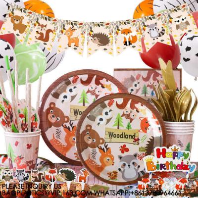 China ANIMALS PARTY TABLEWARE SET PAPER PLATE KIDS BIRTHDAY THEME CARTOON ANIMALS PARTY DECORATION DISPOSABLE TABLEWARE for sale