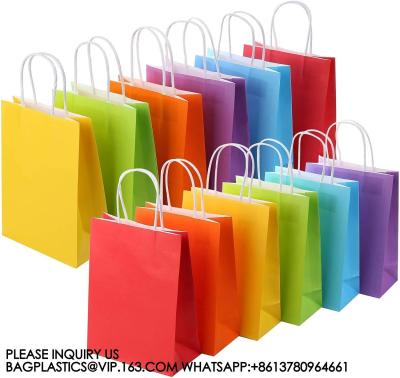 Китай Перерабатываемый, устойчивый, бумажный пакет, Kraft Bag Kraft Paper Party Favor Gift Bags With Handle Assorted Colors Радуга продается