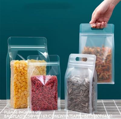 Китай Zip Lock Flat Bottom Pouch With Clear Window Handle For Snack Powder Packaging Clear Block Square Flat Bottom Pouch (Зип-заблокированный плоский нижний мешок с прозрачной ручкой для окна для упаковки закусок в виде порошка) продается