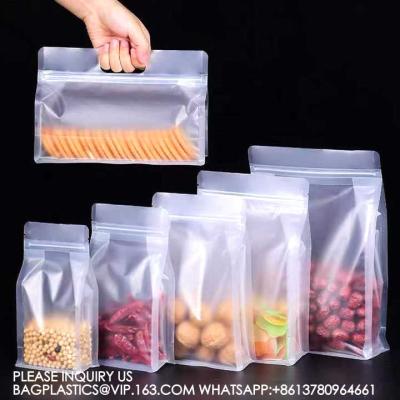 China Bolsas de plástico personalizadas con fondo plano Bolsas de almacenamiento de nueces de alimentos Bolsas de almacenamiento transparentes con cierre por cerradura de cerradura Bolsas de embalaje transparentes auto-sellables en venta