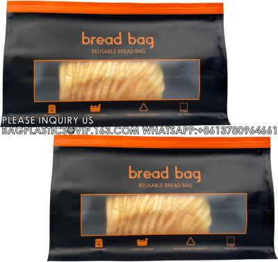 China Bolsas de pan de levadura con cremallera reutilizables para mantenerlo fresco Bolsas de pan de panadería extra grandes con ventana para almacenar el pan en venta