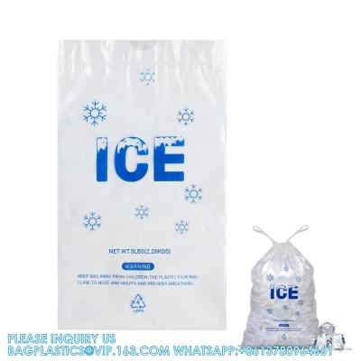 China 5 Lb. Plastic Drawstring Ice Bags 9 X 17 Inch Heavy-Duty Plastic Ice Bags With Plastic Draw String (2mil Thickness) for sale