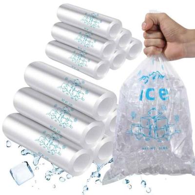 China Calidad 9 X 15.7 pulgadas 3 libras Cubo de hielo Bolsa de almacenamiento de hielo reutilizable Bolsas de paquete de hielo Bolsas de hielo de rollo con corbatas de torsión en venta