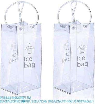 China Bolsa de vino de hielo reciclable sostenible con mango claro Bolsa de vino fresca para fiestas, al aire libre, champán, cerveza fría en venta