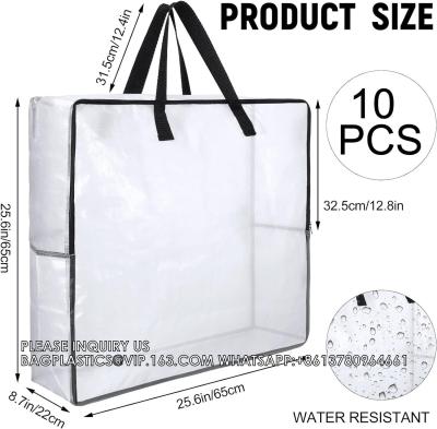 China Oversized Clear Storage Bags With Handles And Zippers Moving Bag For College Carrying, Bedding, Blankets, Comforters for sale