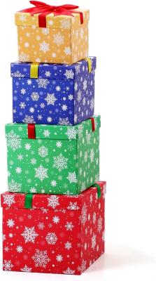 China Cajas de regalo para anidación de Navidad Cajas duras para anidación de Navidad Cajas apilables de dulces Cajas decorativas navideñas con tapas Cajas anidadas de Navidad en venta