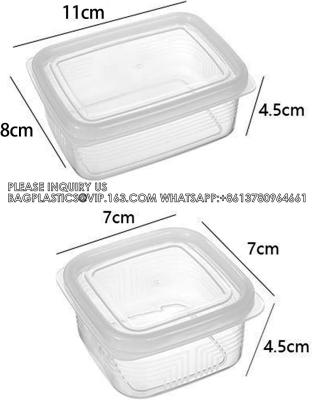 China Contenedor de alimentos a prueba de fugas Refrigerador Contenedor de alimentos con tapa sellada Caja de almacenamiento transparente de gran capacidad gruesa en venta