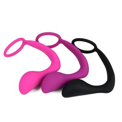 China Contracted and contemporary male silicone anal prostate ring penis plug device masturbation backyard anal plug massager for sale