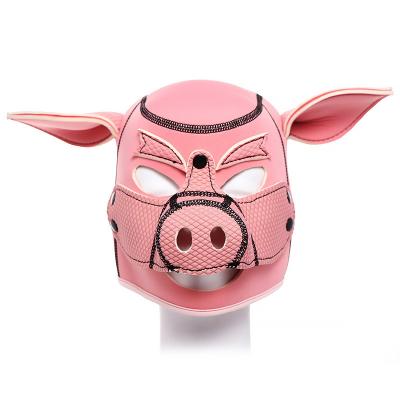 China Pig Head Sex Toy Pink SM Game Adult Party Cosplay Bondage Fetish Bdsm Bondage Pig Sex Headgear for sale