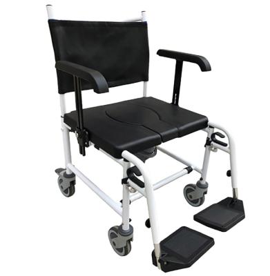 China Height Adjustable Aluminum Commode Chair Wheels Shower Commode Chair with Armrests for the Elderly and Disabled for sale