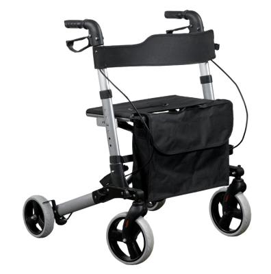 China Mobility aid folding lightweight aluminum walker with seat easy-to-grip handle plus ring brake system for sale