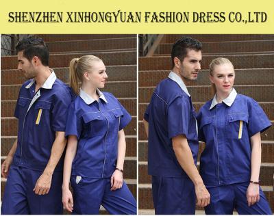 China Unisexoverall-Fabrik-Arbeitskleidungs-Uniform des kurzen Ärmels für Frauen zu verkaufen